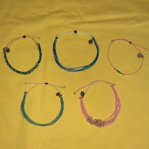 Pura Vida Bundle of 5 NWOT Blue & Pink Bracelets & Anklet New Never Worn